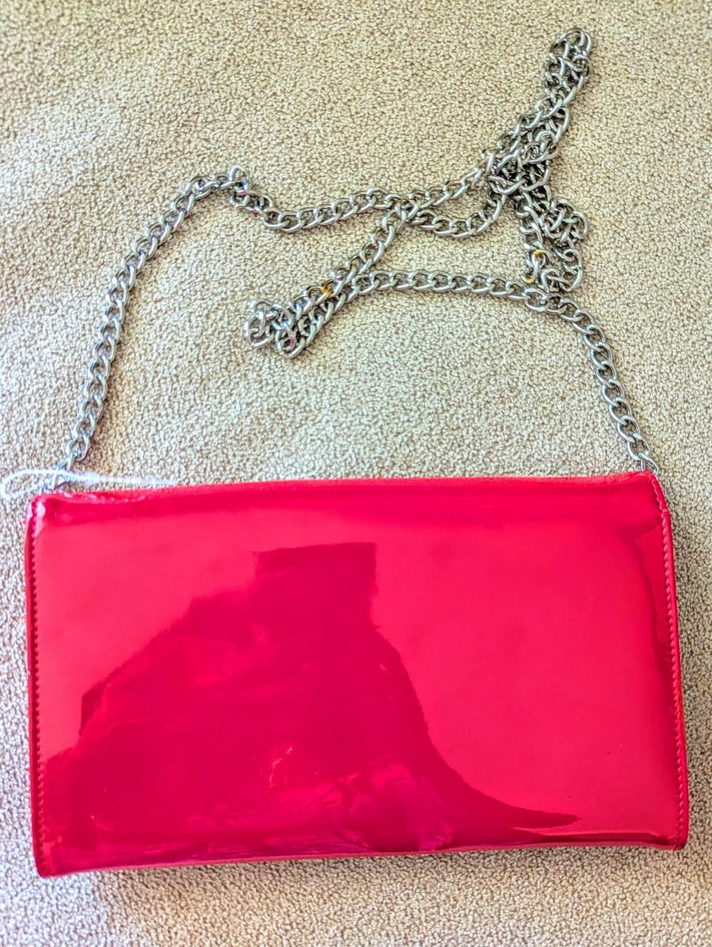 Forever 21 Patent Vegan Leather Chain Crossbody Bag
